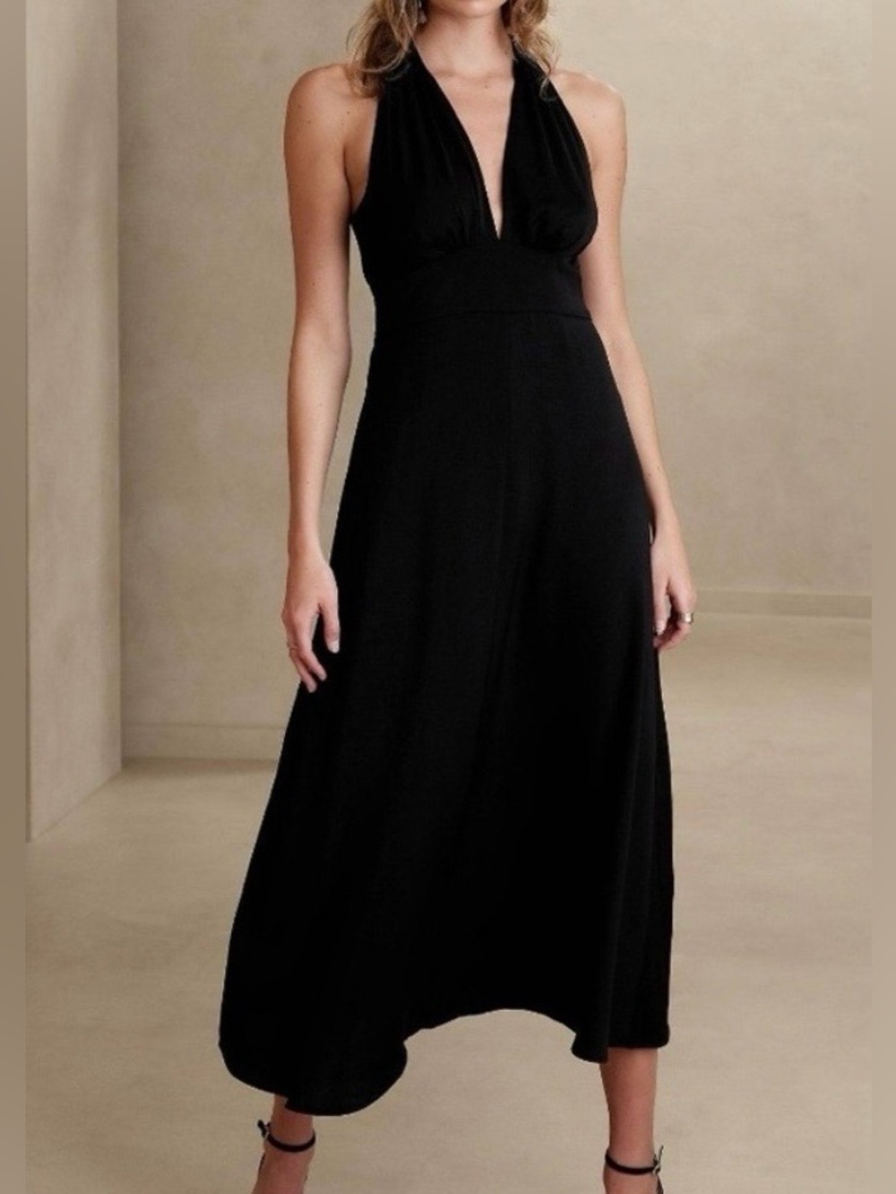Banana Republic Black Maxi Halter Neck Dress